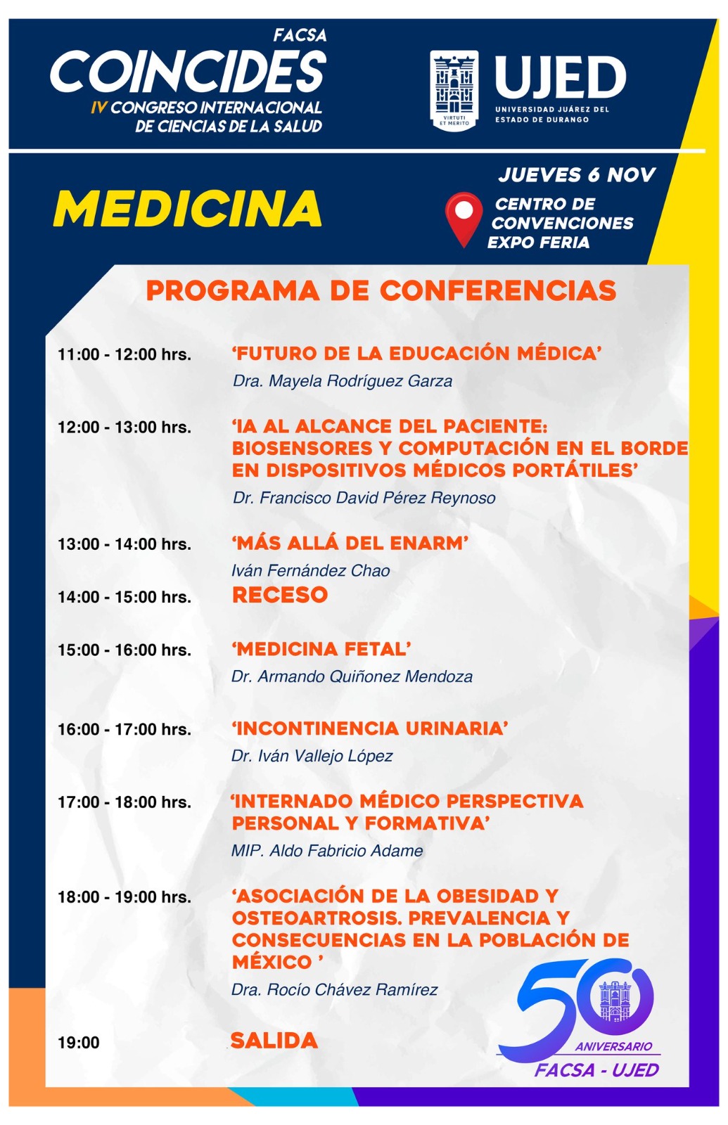 Programa de conferencias de Medicina del IV COINCIDES