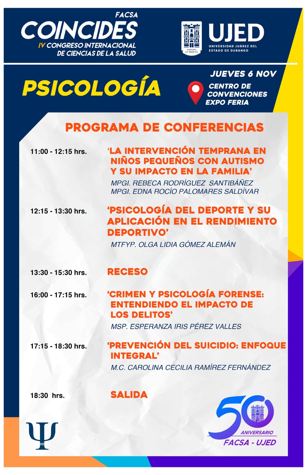 Programa de conferencias de Psicología del IV COINCIDES