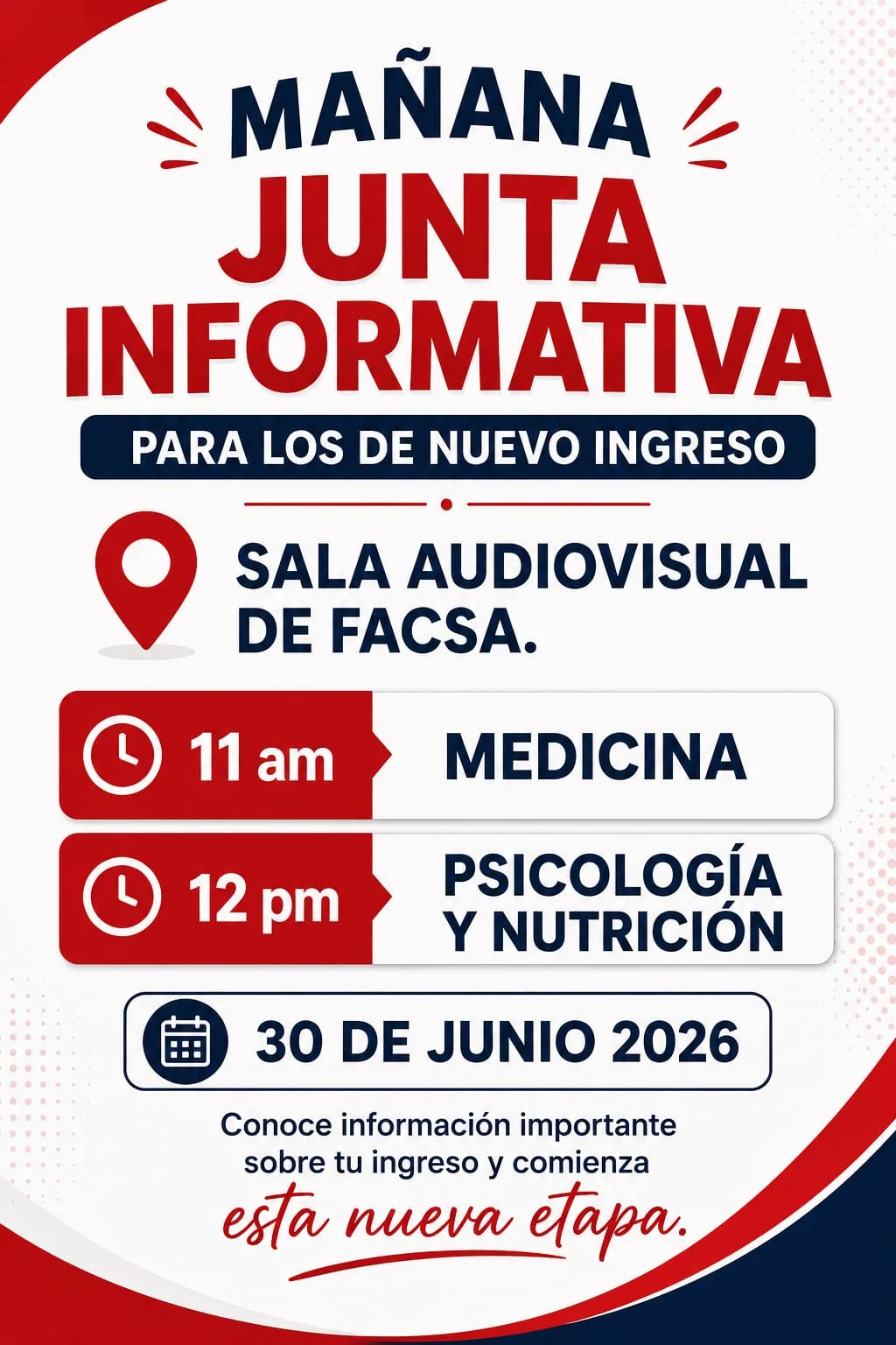Junta Informativa para Alumnos de Nuevo Ingreso